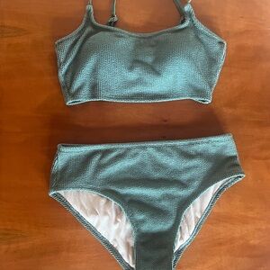Green Textured Bikini Set